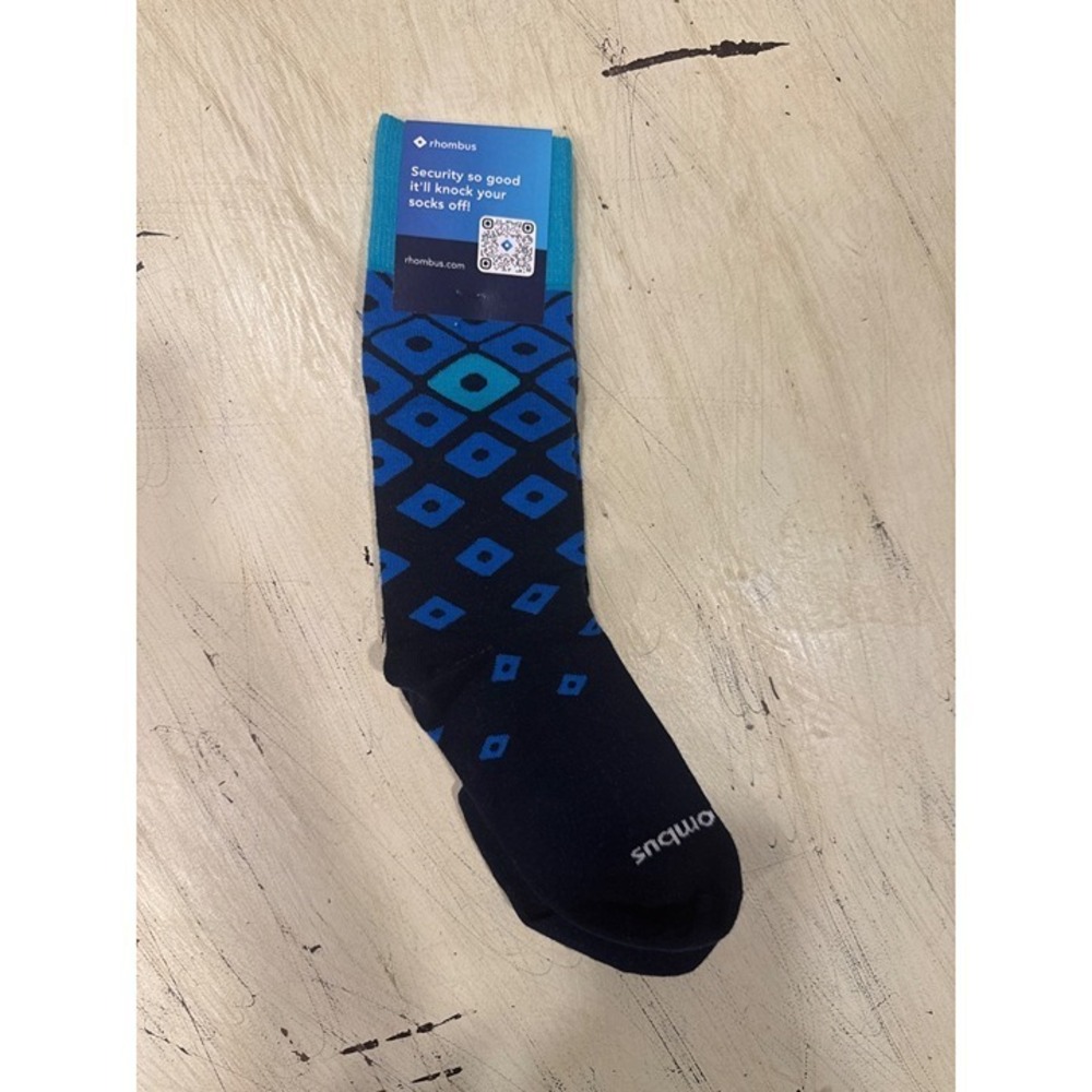 Sock Club Crew Socks Unisex OS Blue Teal Geometric Diamond Rhombus Tech Swag